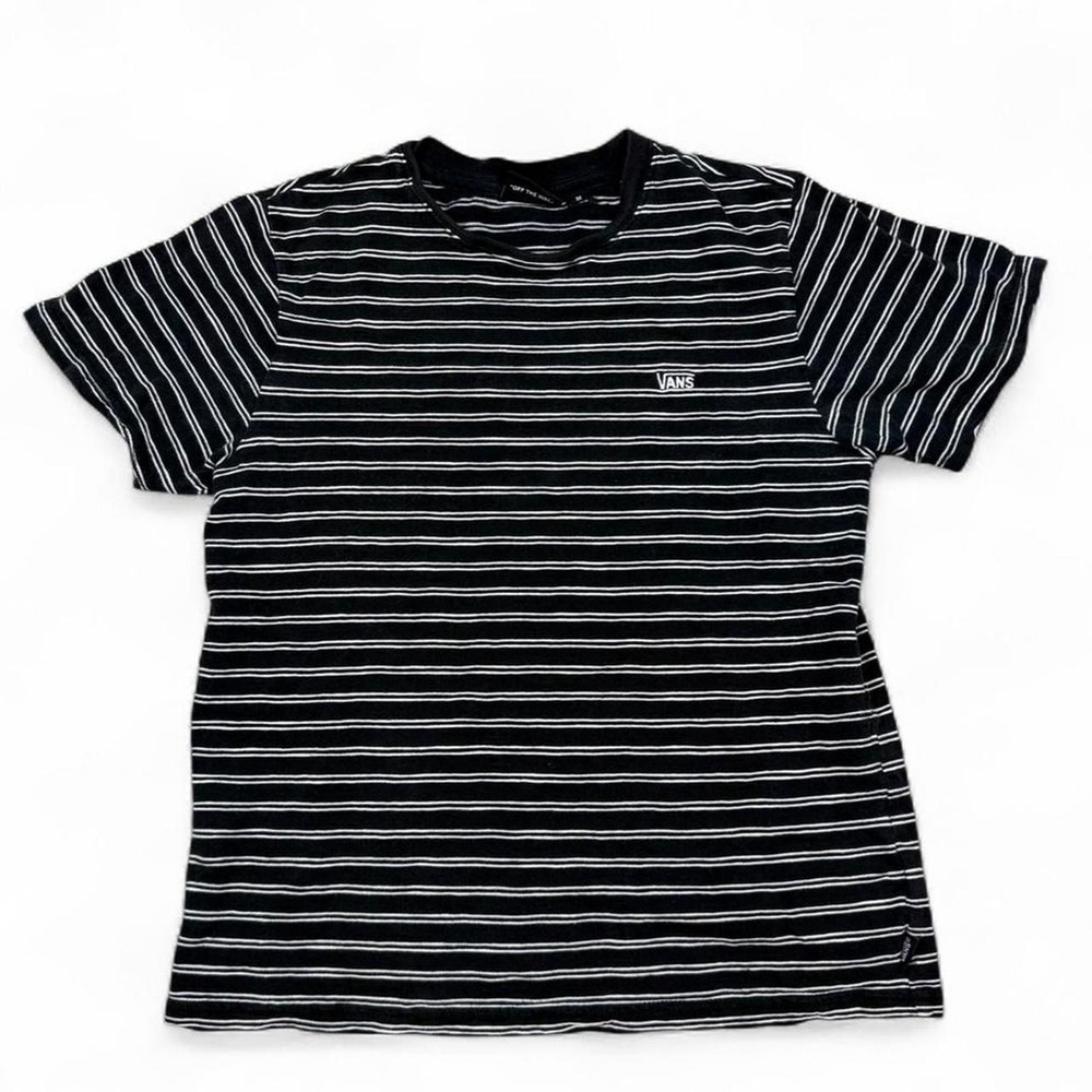 Vans 2010s off the wall black and white striped tee women's size medium